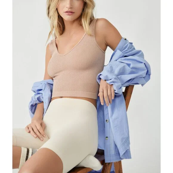 🎉LAST CHANCE🎉 FREE PEOPLE Solid Rib Brami / Almond - Picture 5 of 7